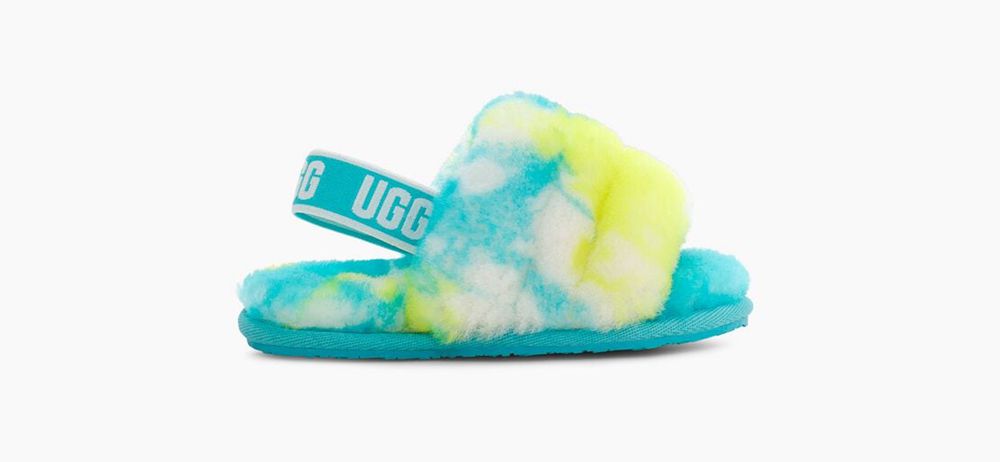 Ugg Fluff Yeah Marble - Kids Slippers - Azure - NZ (3107NXMDS)